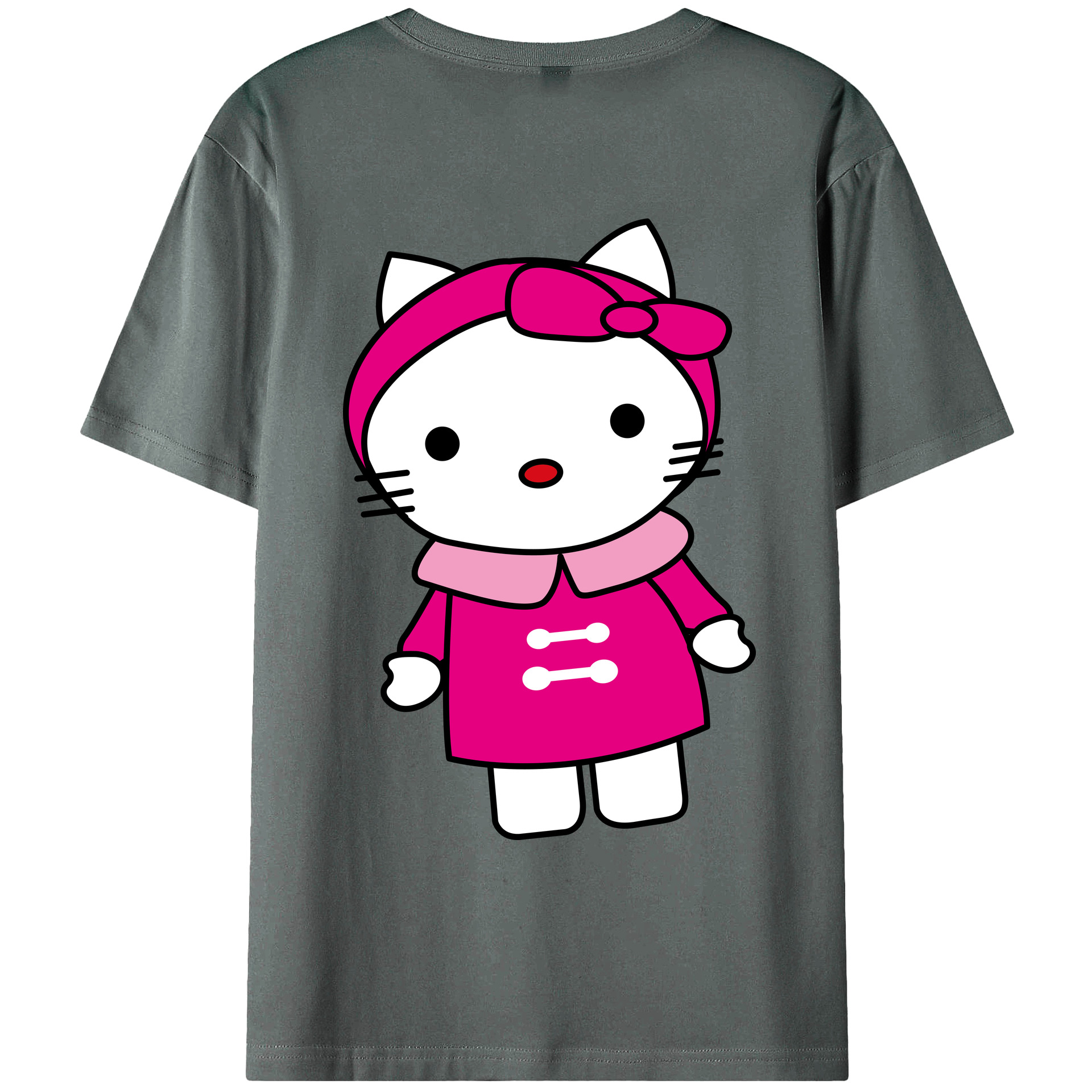（画像用） Hello Kitty ハローキティ 綿100％ メンズ半袖Tシャツ（バックプリント） 通気性